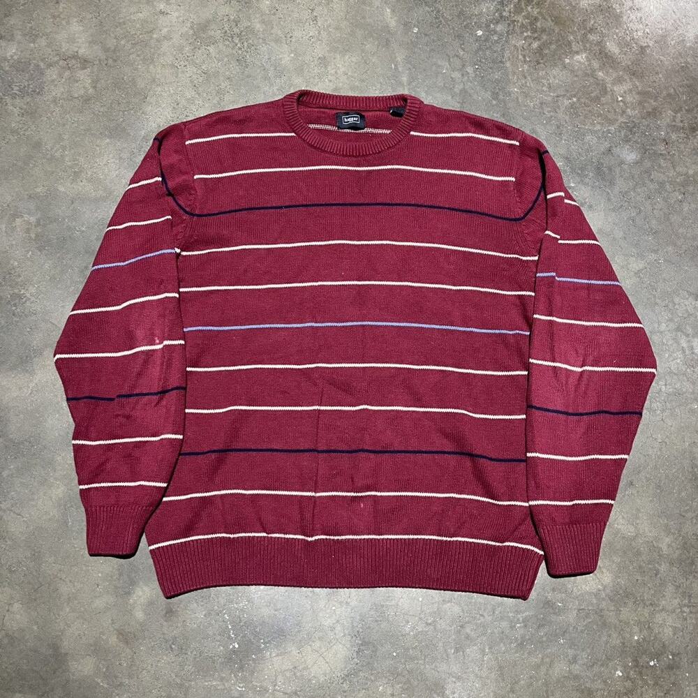 Vintage Y2k Haggar Red Striped Cotton Boxy Sweater